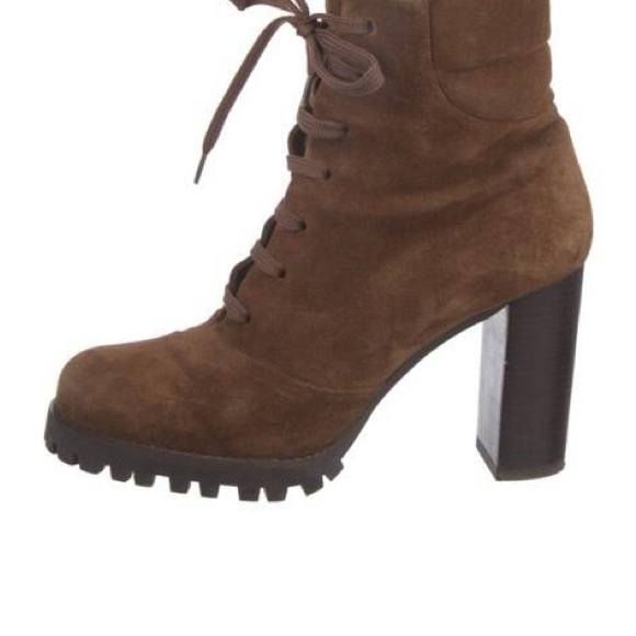 Brown Suede Women's Lace-Up Boots - Picture 1 of 4
